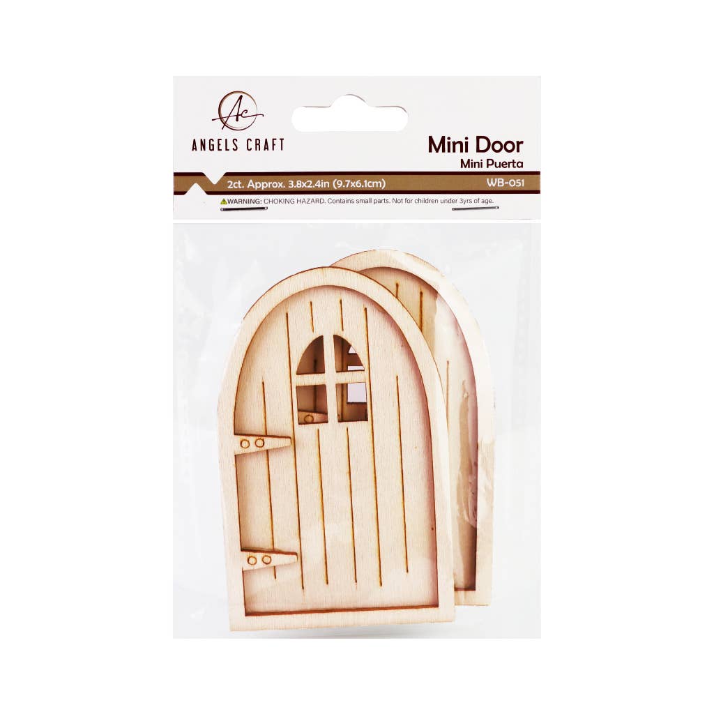 Mini Fairy Doors, Unfinished Wood, Assorted Styles, 2ct