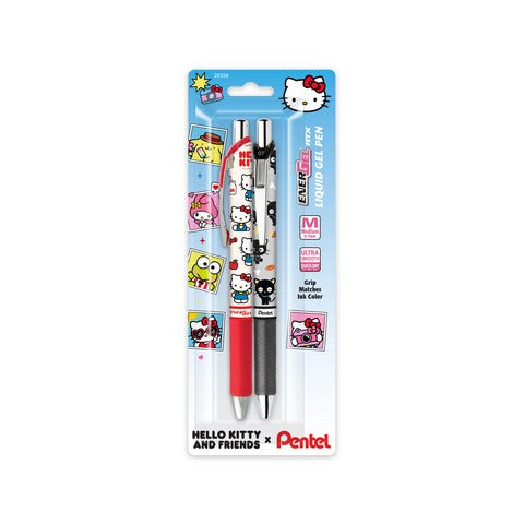 EnerGel RTX Liquid Gel, Hello Kitty & Friends, (0.7mm) Metal Tip, Asstd Ink, 2-Pk