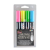 Bistro Chalk Marker Set-Chisel tip(Fluorescent Blue, Green, Yellow & Pink)