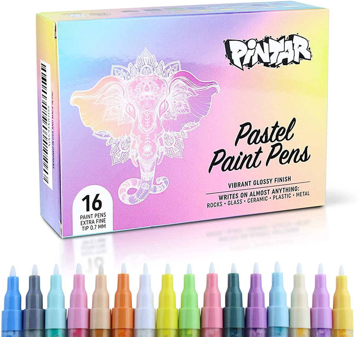 Pintar 16 Pack Acrylic Pastel Paint Pens with 0.7mm Ultra Fi