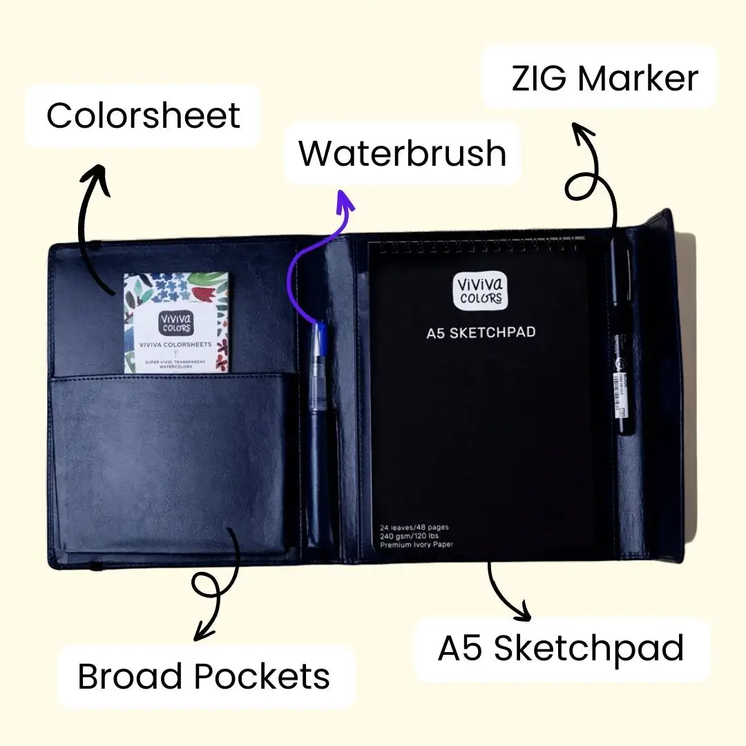 A5 Travel Paint Kit | Watercolor Set | Vegan Leather