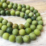 Natural Green Jade Matte Round Beads 8mm 15.5" Strand
