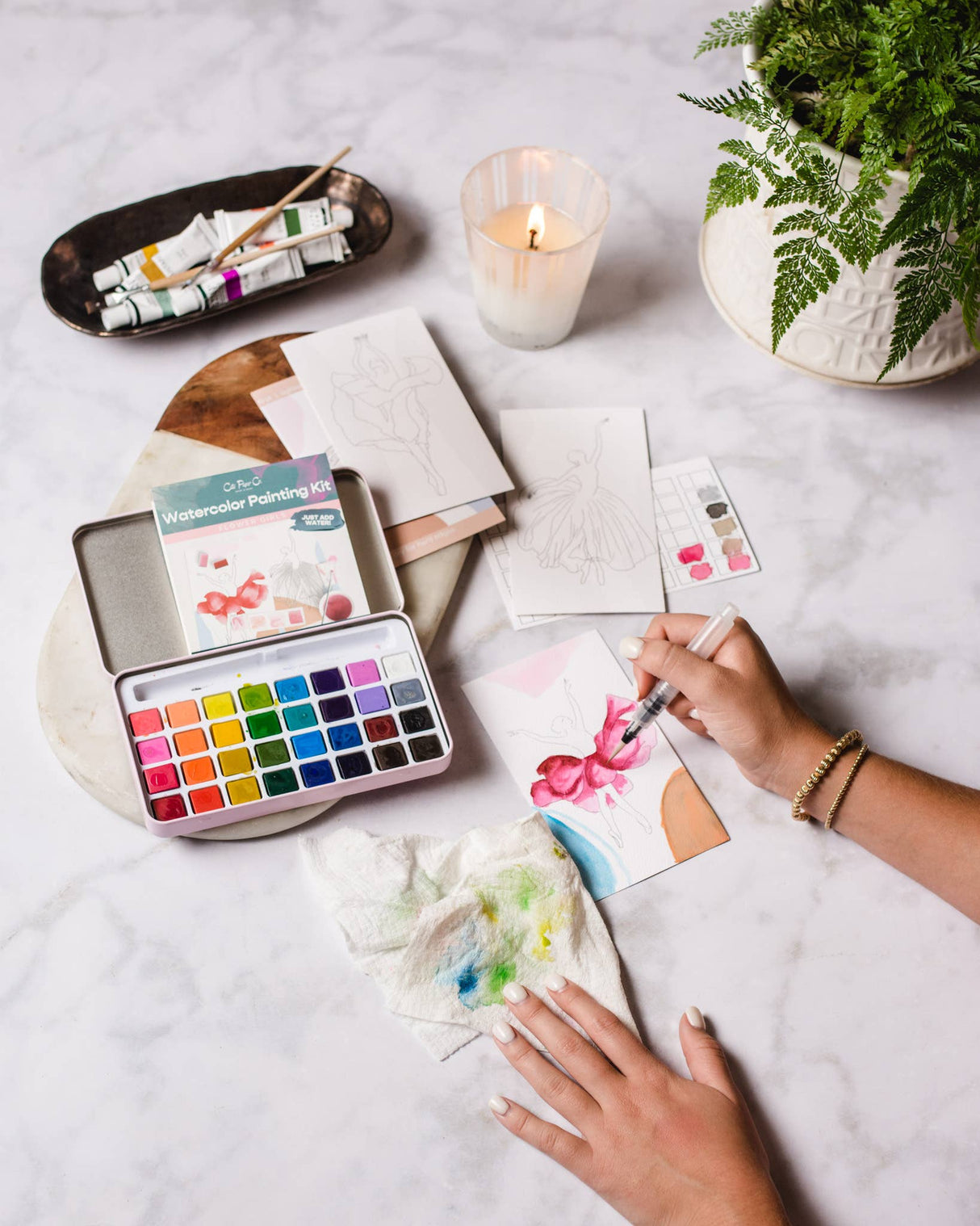 Flower Girls watercolor painting kit