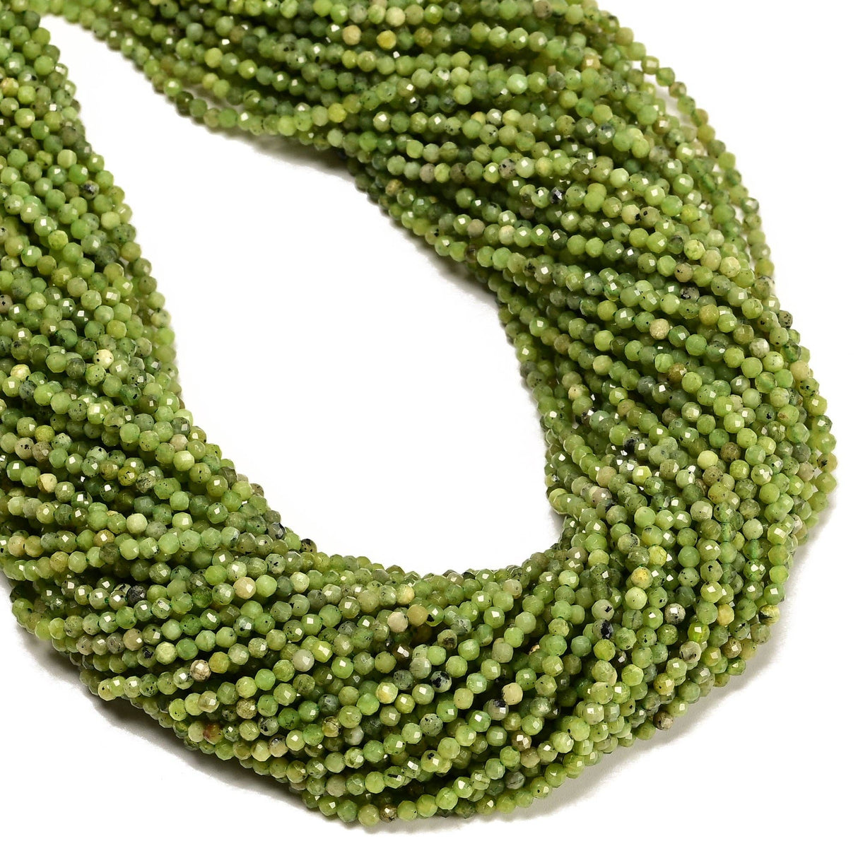 Natural Canadian Nephrite Jade Faceted Round Beads Size 3mm 15.5'' Strand