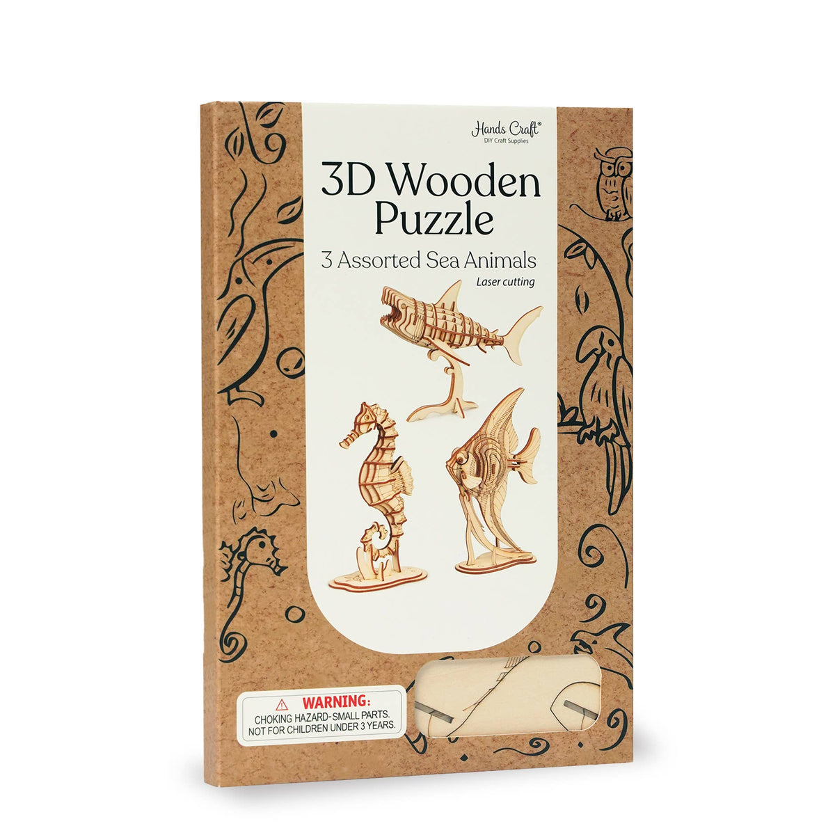 3D Laser Cut Wooden Puzzle Bundle Pack: Sea Animals