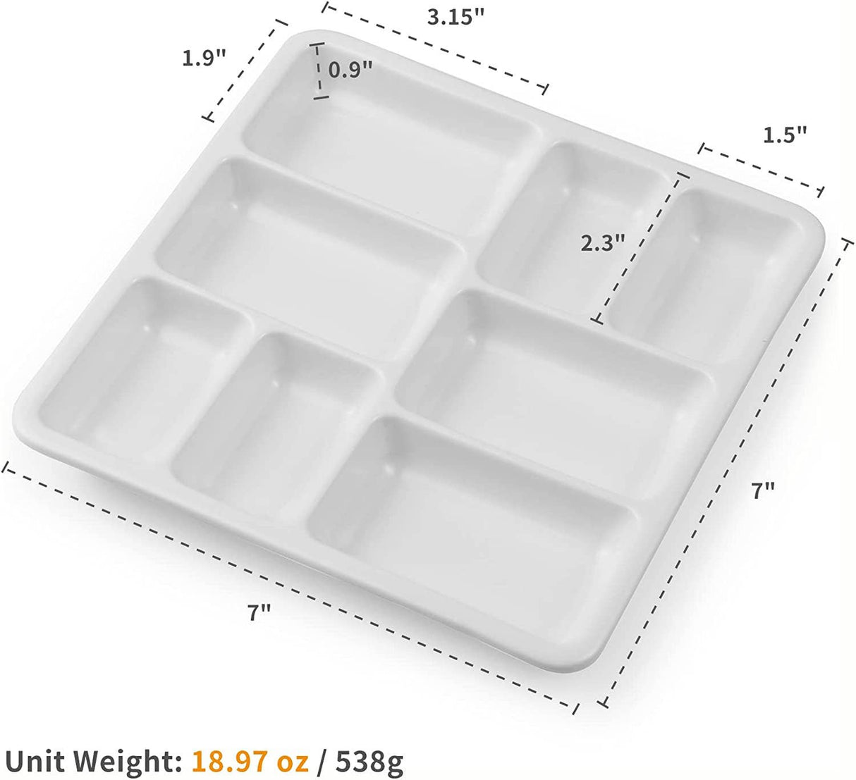 MEEDEN 8-Well Ceramic Artist Paint Palette, Square Porcelain Watercolor Palette, White Ceramic Mixing Tray for Gouache Painting, Oil Painting, Acrylic Painting & Tempera Painting, 7"× 7"× 0.9"
