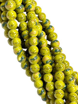 8mm Floral Porcelain Beads Strands, 8mm Ceramic Round