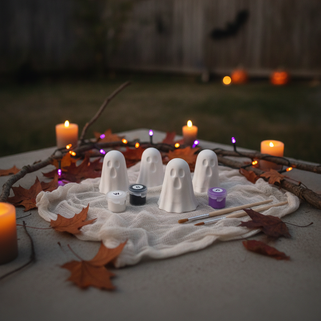 DIY Halloween Paint Kit - 2 Plaster Ghost Figurines