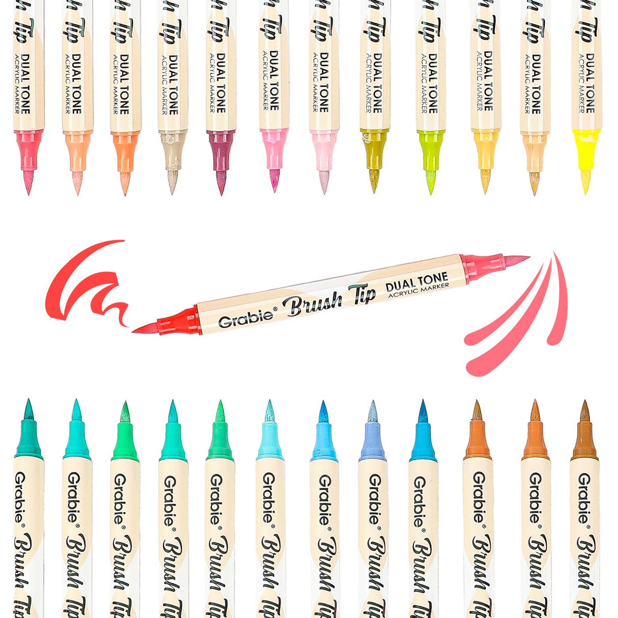 Grabie Dual Tone Brush Tip Acrylic Paint Marker Set of 36