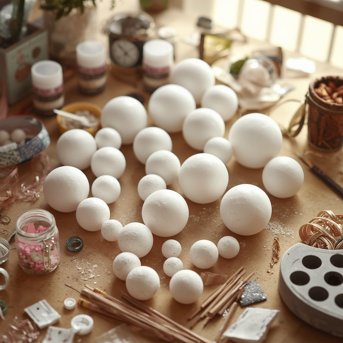 High-Density White Polystyrene Craft Foam Balls