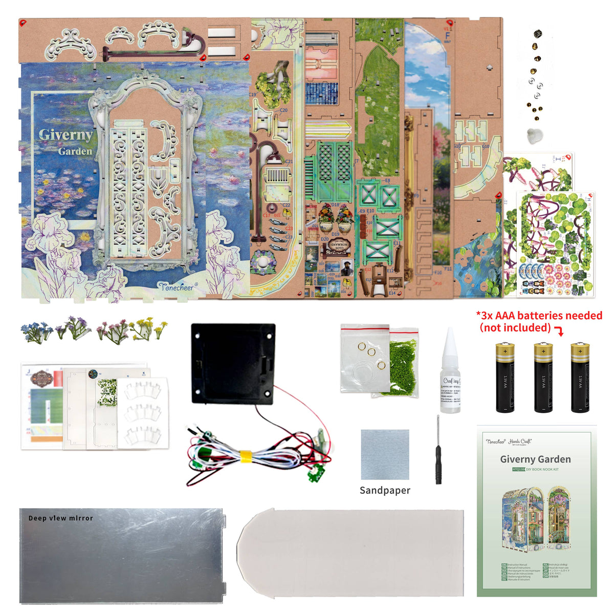 DIY Book Nook Kit: Giverny Garden w/ Dust Cover