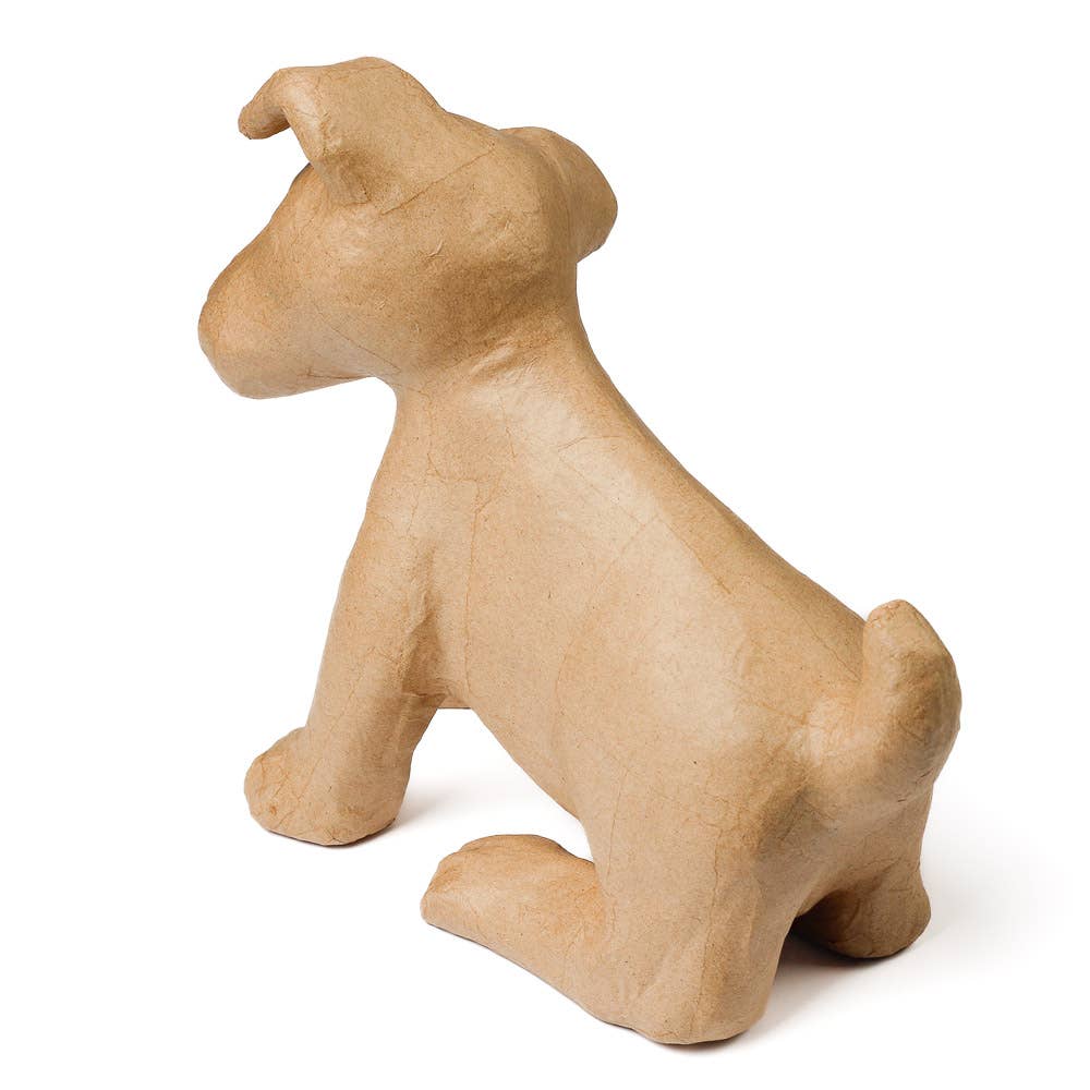Premade Unfinished Paper Mache Puppy Dog Figurine