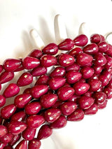 Ruby Jade Gemstone Faceted Drops Beads Strand