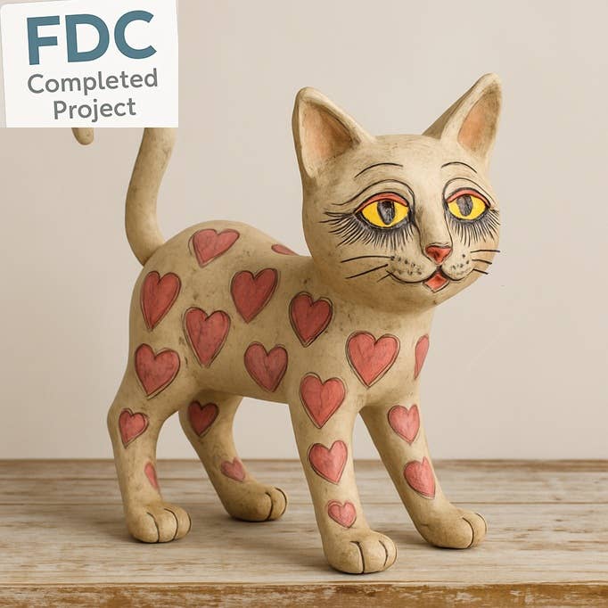 Paper Mache Cat - 12-1/2" L x 4" W x 12-1/4" H