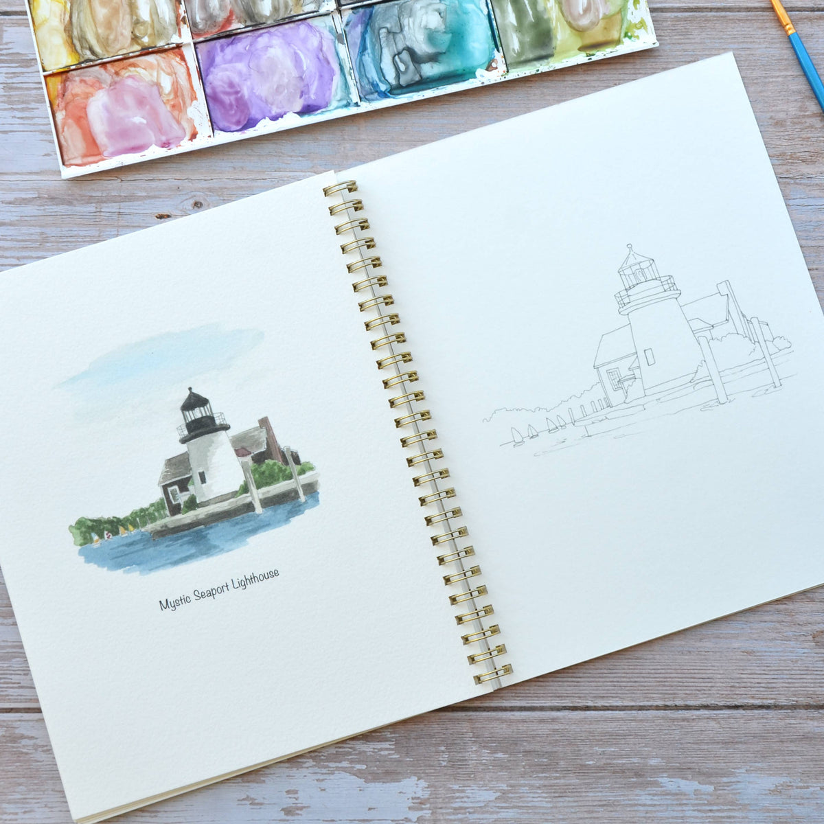 Watercolor workbook, Connecticut Themed Watercoloring book