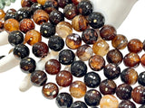 Burnt Caramel Lace Agate 14mm Faceted Round Gemstone Beads