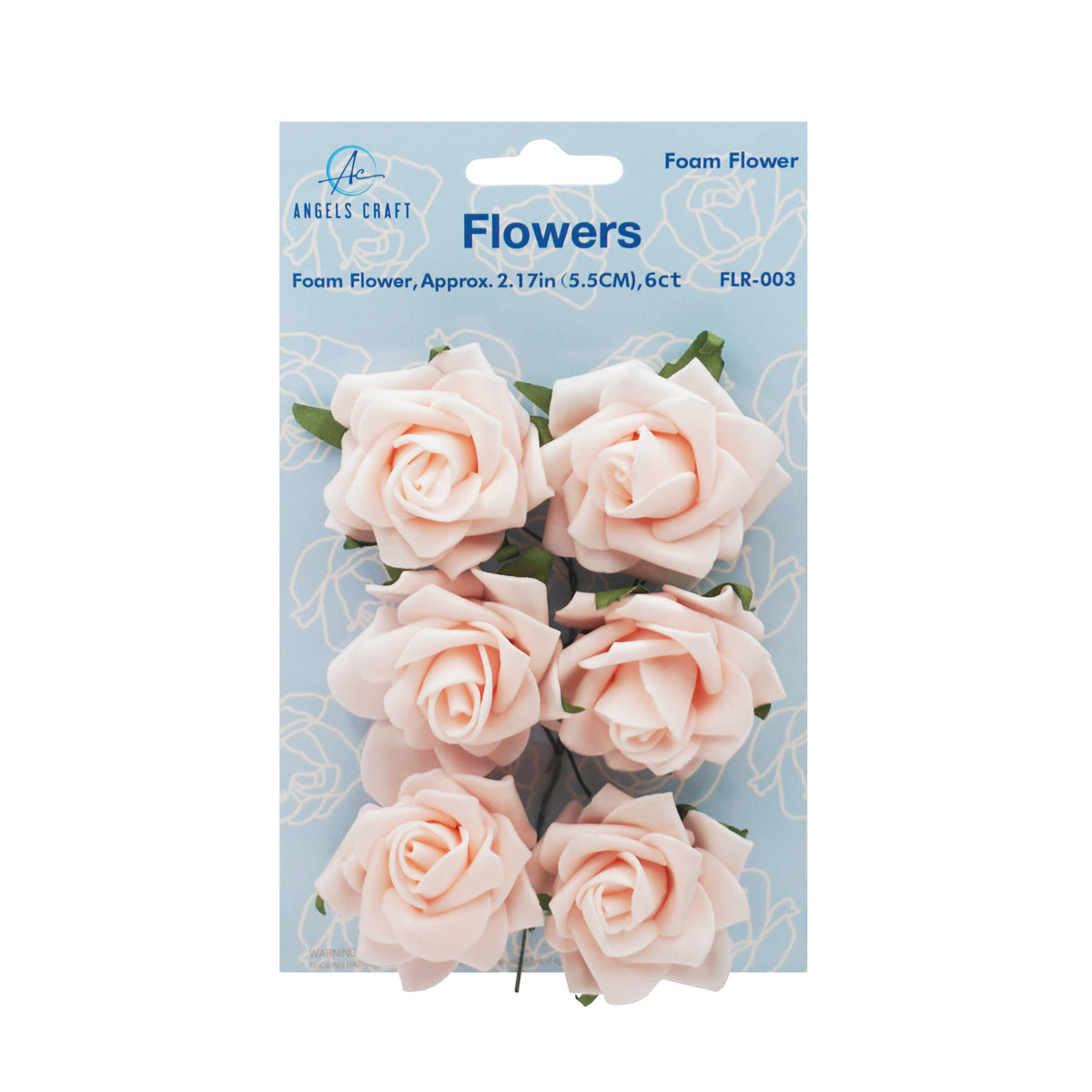 Foam Flowers (Roses) with wire, 2.17" 6-ct