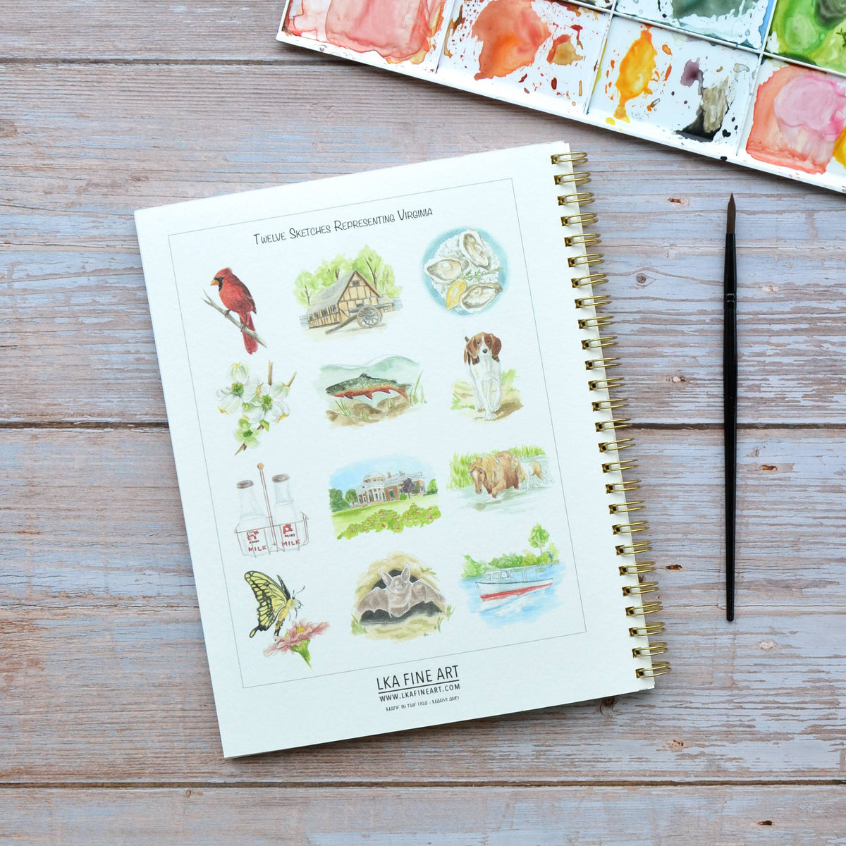 Watercolor workbook, Virginia Themed Watercoloring book