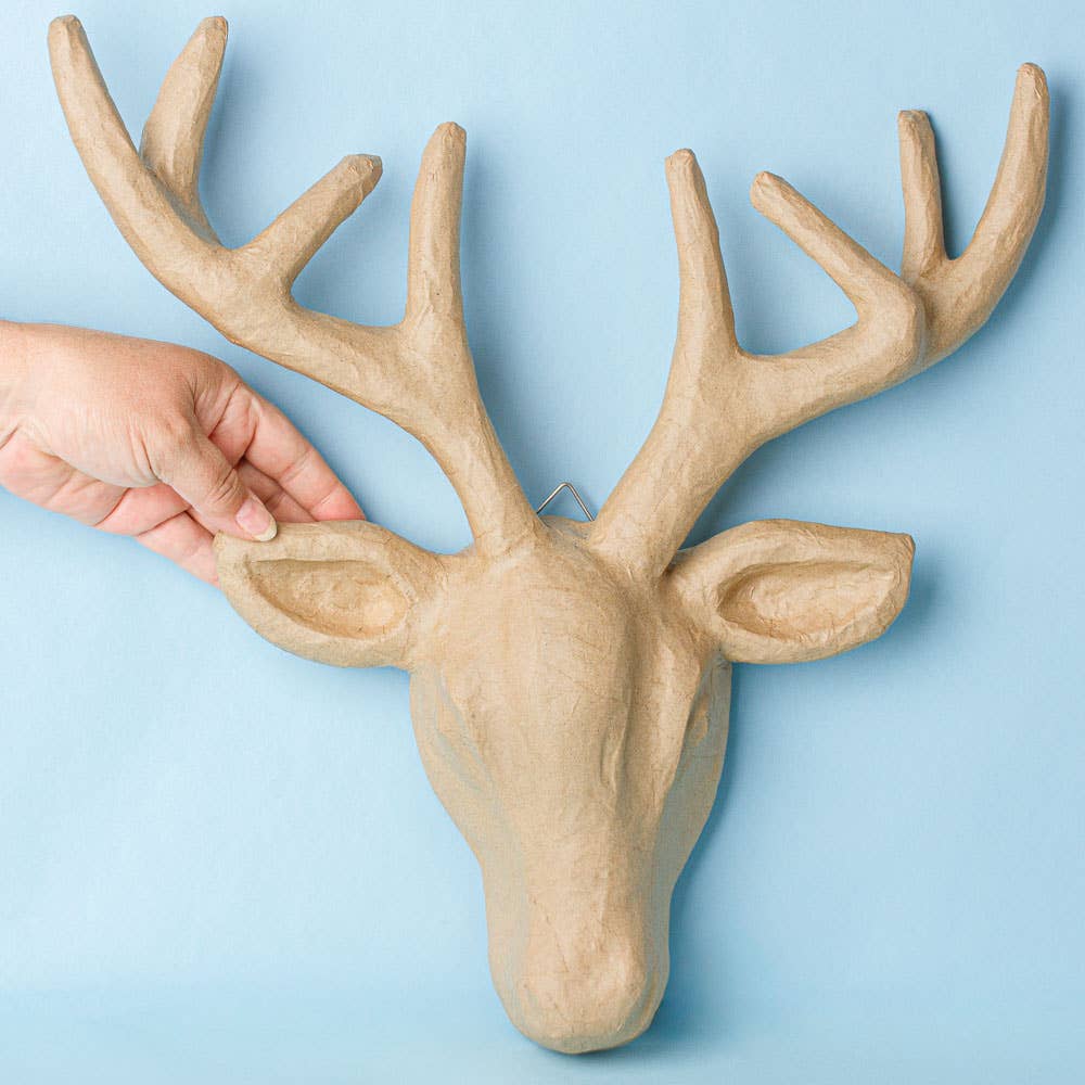 Paper Mache Animal - 16" Stag Buck Deer Head with Antlers