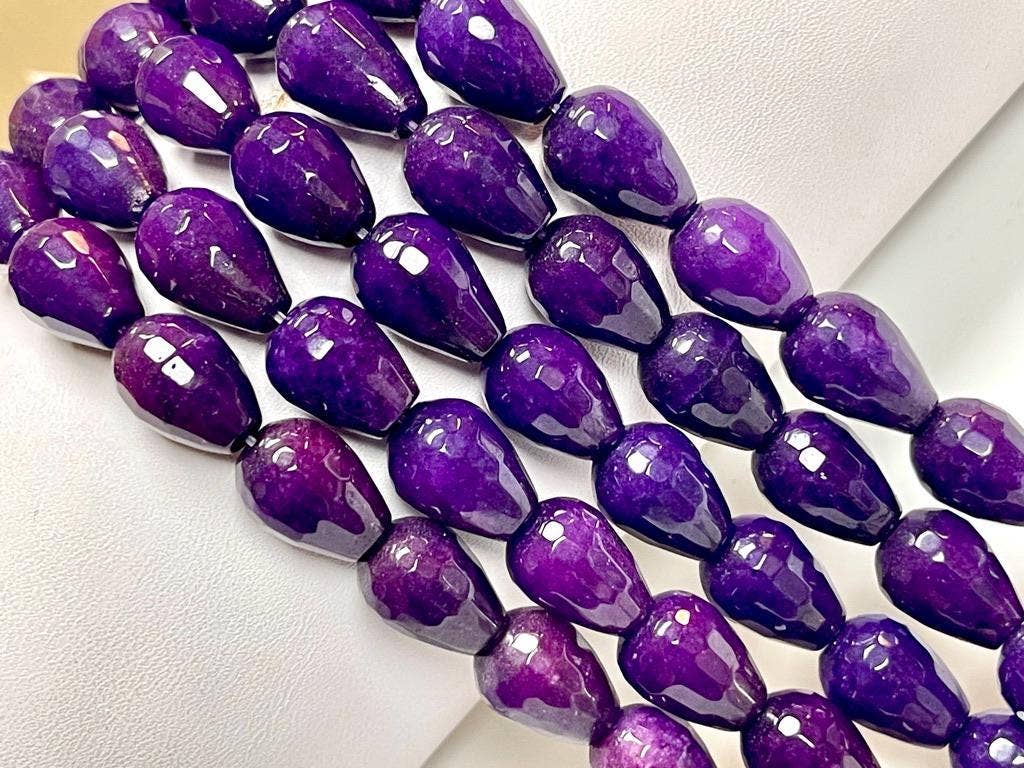Purple Sugilite Agate Gemstone Faceted Teardrop Beads Strand
