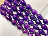 Purple Sugilite Agate Gemstone Faceted Teardrop Beads Strand