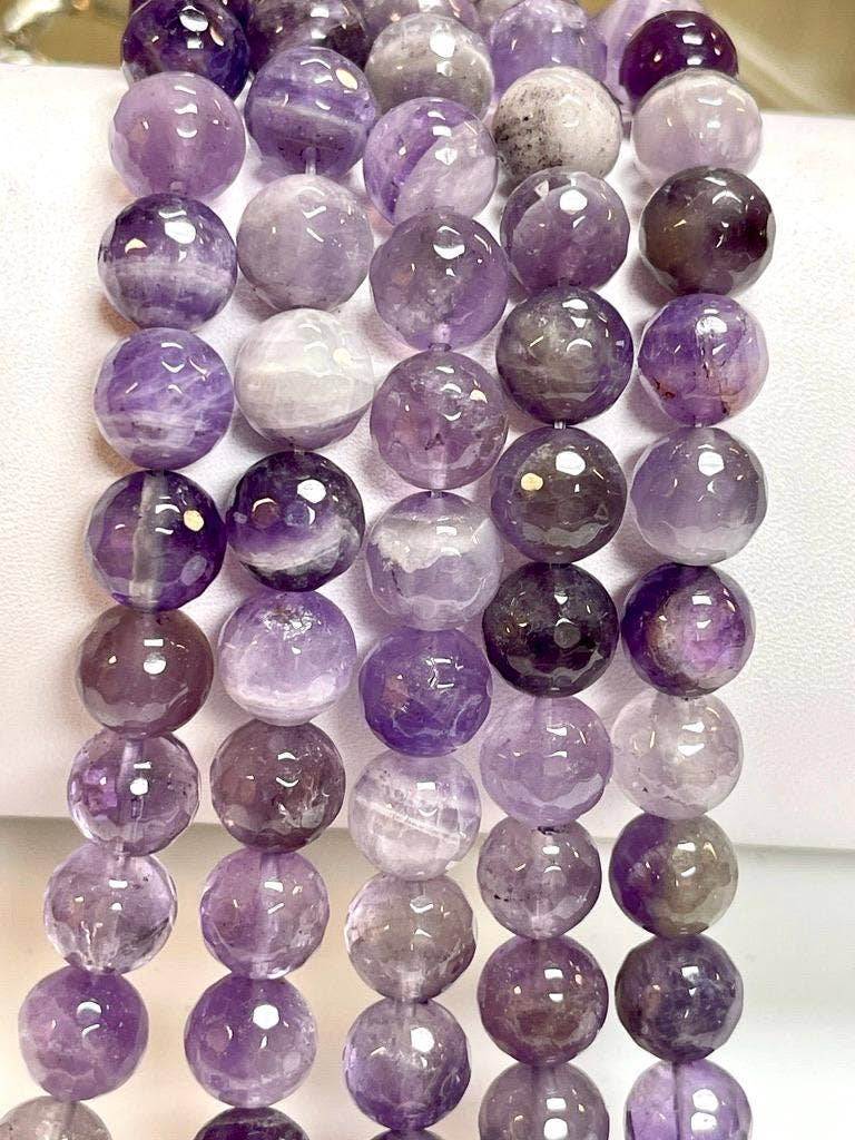 10mm Amethyst  Gemstone Faceted Round Beads Strand  10mm
