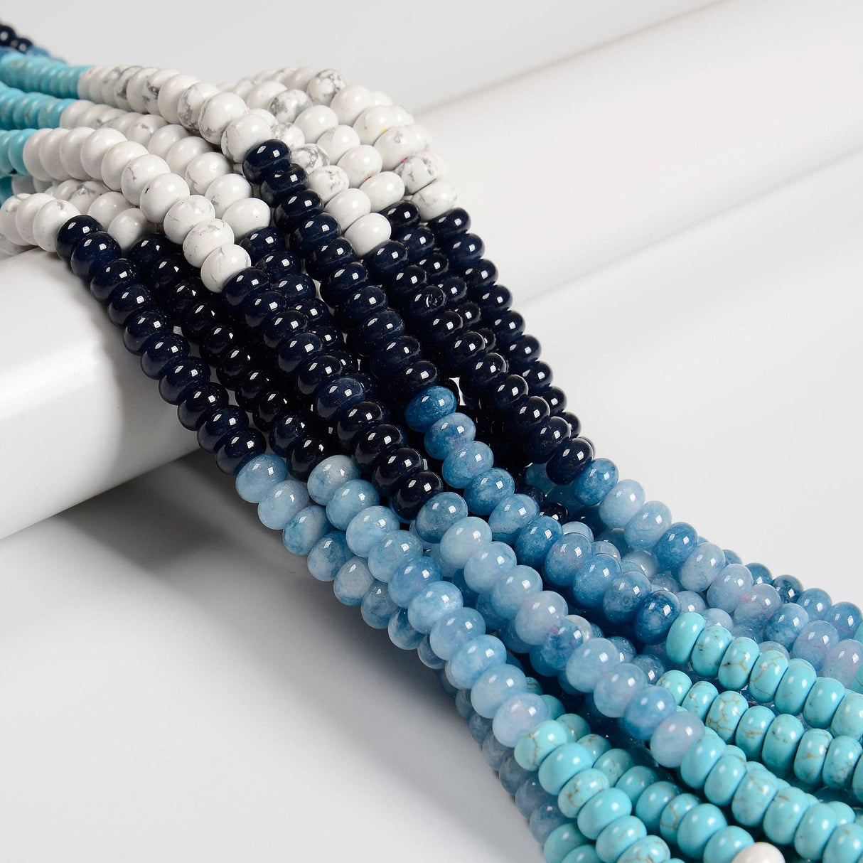 Multi-color Gemstone Smooth Rondelle Beads Size 5x8mm 15.3'' Strand