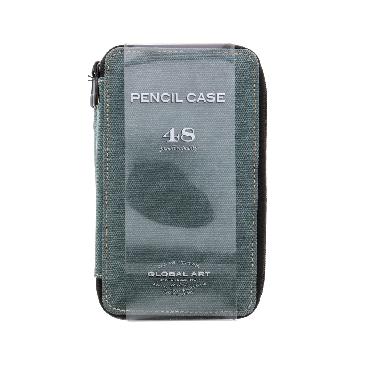 Global Art Canvas Pencil Case, 48-Pencil Capacity, Steel Blue