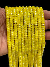 Iridescent Aura Crystal Beads Yellow 6x4mm Heishi Disc
