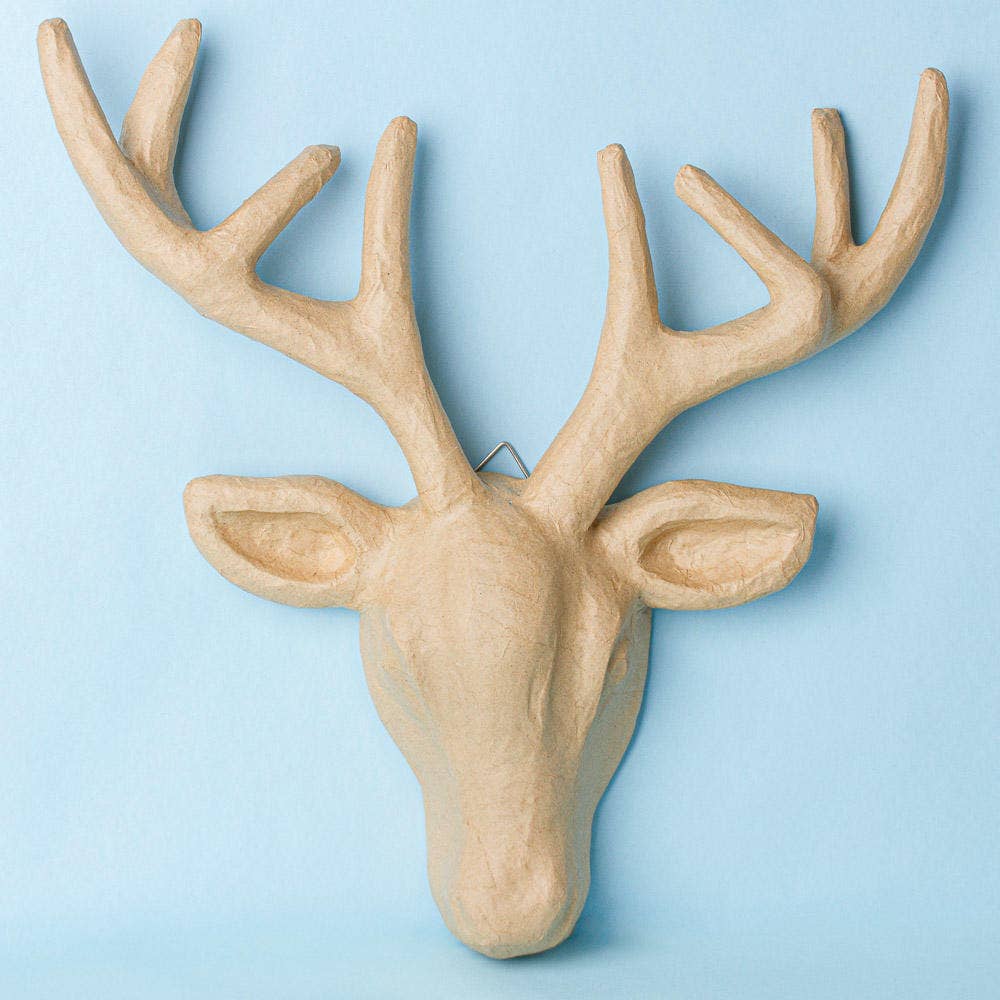 Paper Mache Animal - 16" Stag Buck Deer Head with Antlers