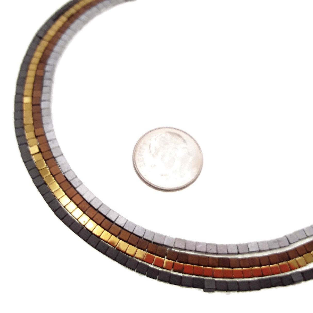 Gold Hematite Matte Cube Beads 2x2mm 15.5" Strand