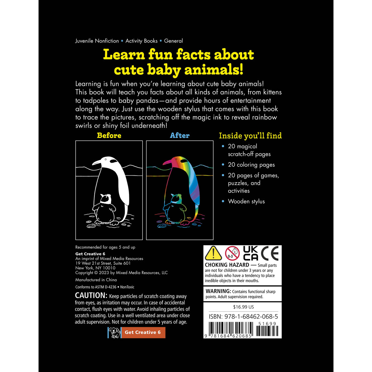Cute Baby Animals: Scratch, Color, Play, & Learn