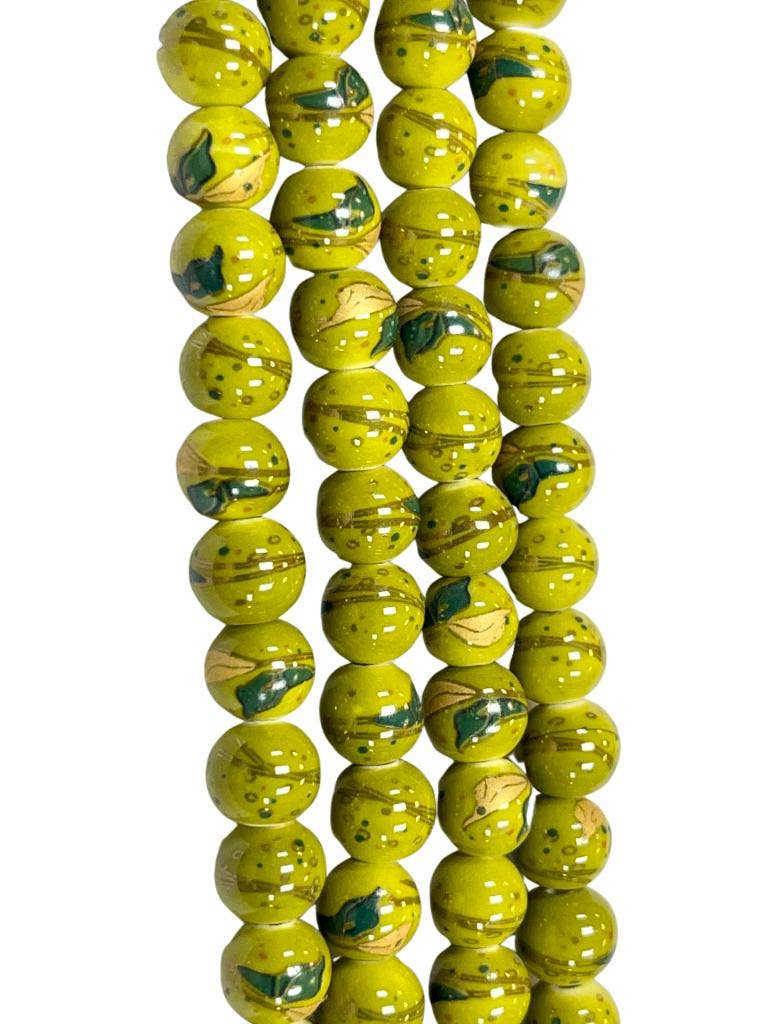 8mm Floral Porcelain Beads Strands, 8mm Ceramic Round
