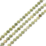 Natural Green Jade Prism Cut Double Point Beads Size 7x8mm  15.5'' Strand