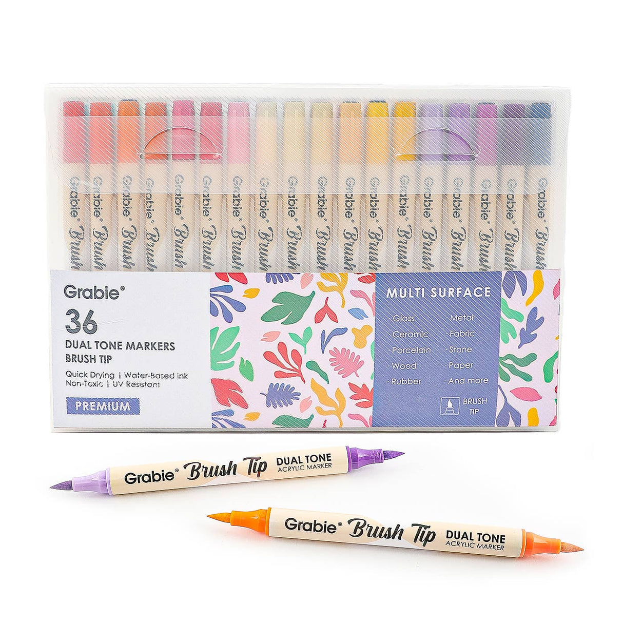 Grabie Dual Tone Brush Tip Acrylic Paint Marker Set of 36