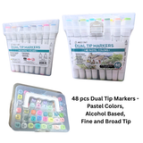 Dual Tip Pastels Markers 48 pcs - Alcohol Based