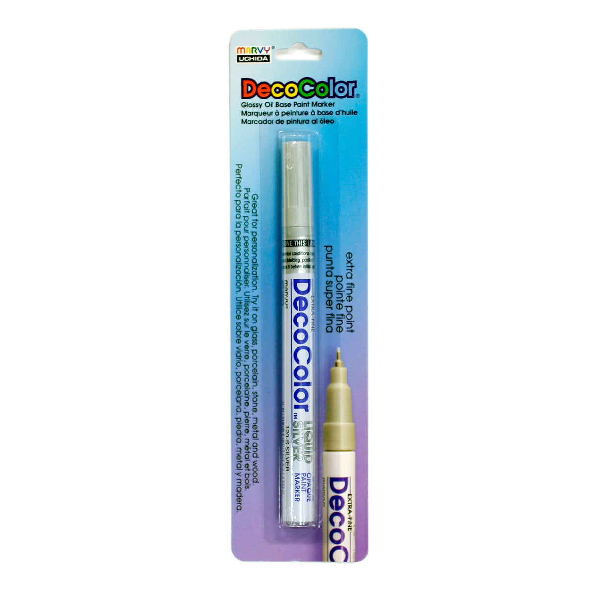 Uchida DecoColor Paint Marker, Extra-Fine, Carded Packaging, Silver