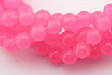Dark Pink Dyed Jade Smooth Round Beads 6mm 15.5" Strand