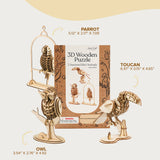 3D Laser Cut Wooden Puzzle Bundle Pack: Bird Animals