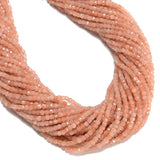 Natural Peach Moonstone Faceted Cube Beads Size 2mm 15.5'' Strand