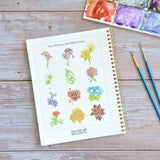 Watercolor workbook, Birth Month Flowers Watercoloring book
