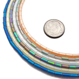 Crystal Glass Matte Tube Shape Beads, Blue Size 2x5mm 15" Strand
