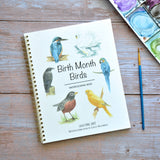 Watercolor workbook, Birth Month Birds Watercoloring book