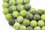 Natural Green Jade Matte Round Beads 8mm 15.5" Strand