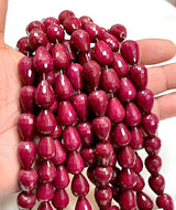 Ruby Jade Gemstone Faceted Drops Beads Strand