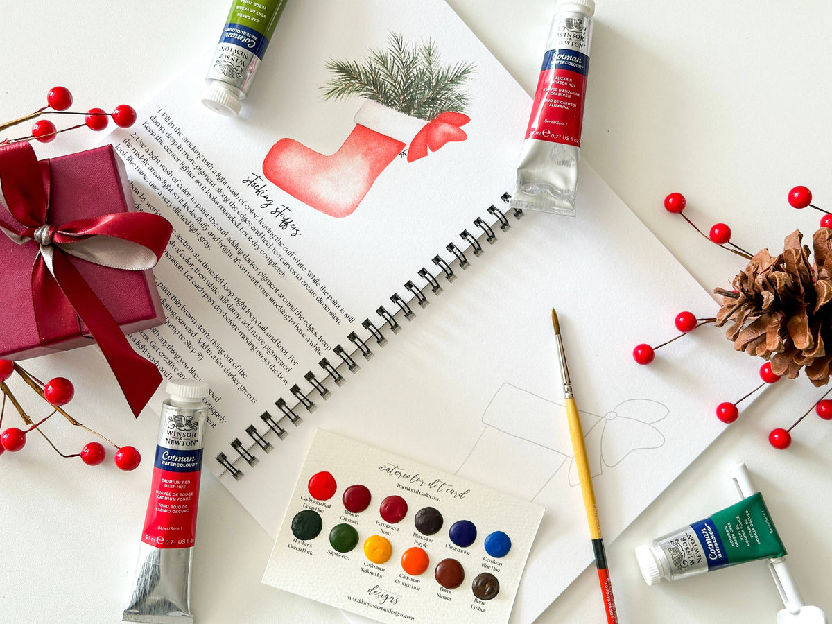 Watercolor Christmas Workbook – Paintable Sketchbook + Paint