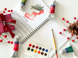 Watercolor Christmas Workbook – Paintable Sketchbook + Paint