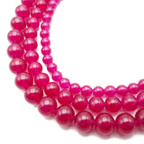 Fuchsia Pink Dyed Jade Smooth Round Beads 8mm 15.5" Strand