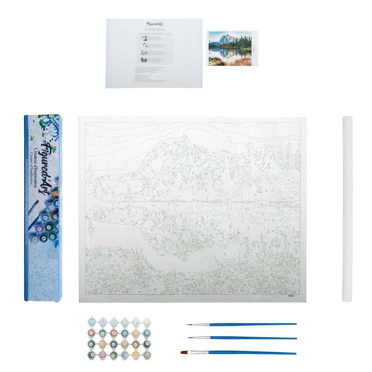 Figured'Art Paint By Number Framed Kit-Blossoming port Frame