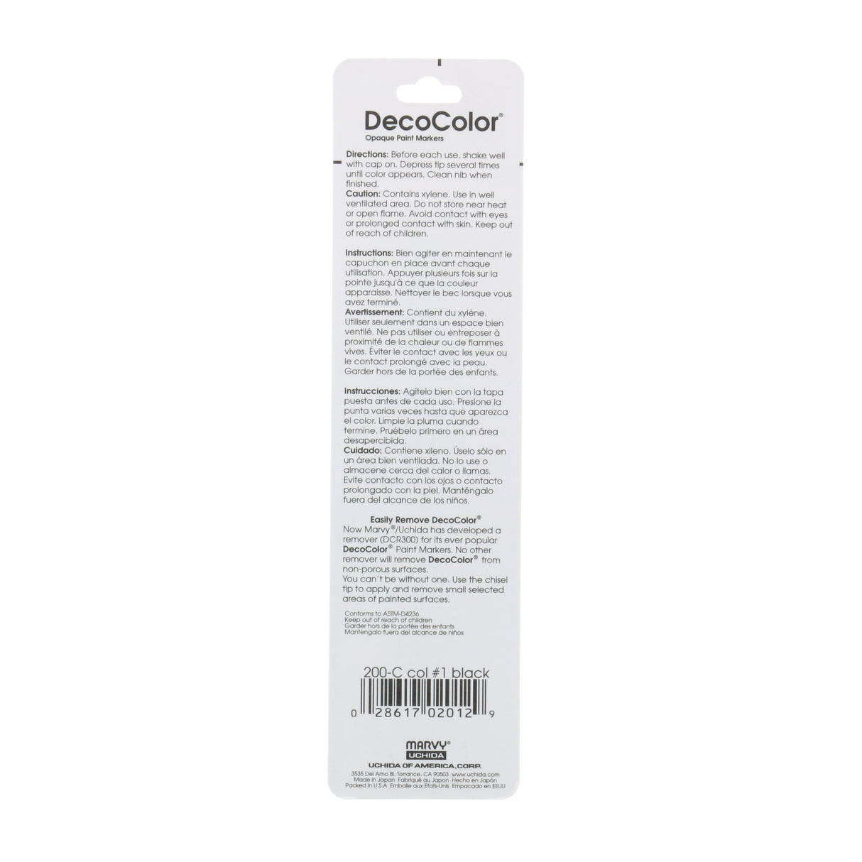 Uchida DecoColor Paint Marker, Fine, Carded Packaging, Black